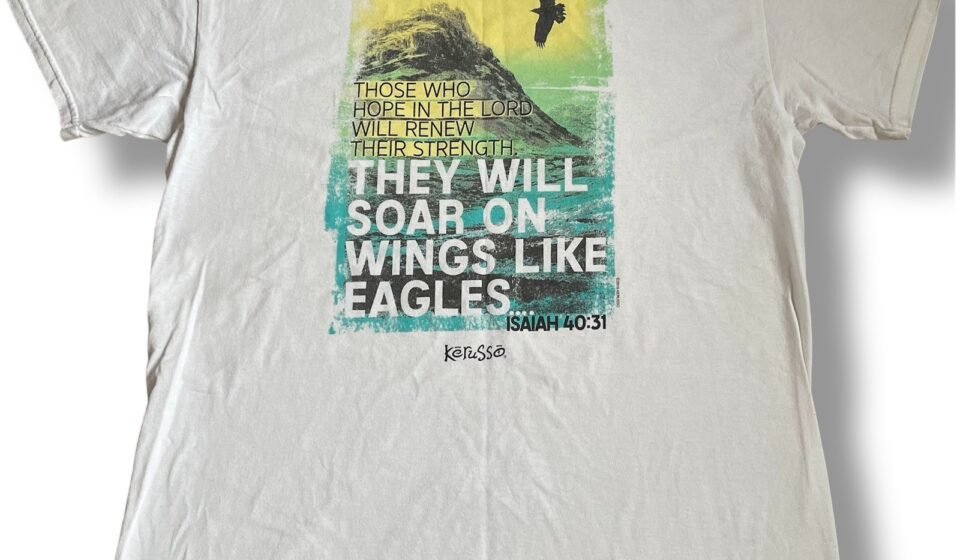 Kerusso Isaiah 4031 Eagle T-Shirt Men’s Large White Heavy Cotton Religious