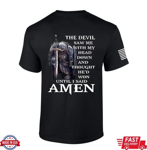 Mens Christian T-shirt Devil Thought Hed Won Short Sleeve shirt Unisex Graphic