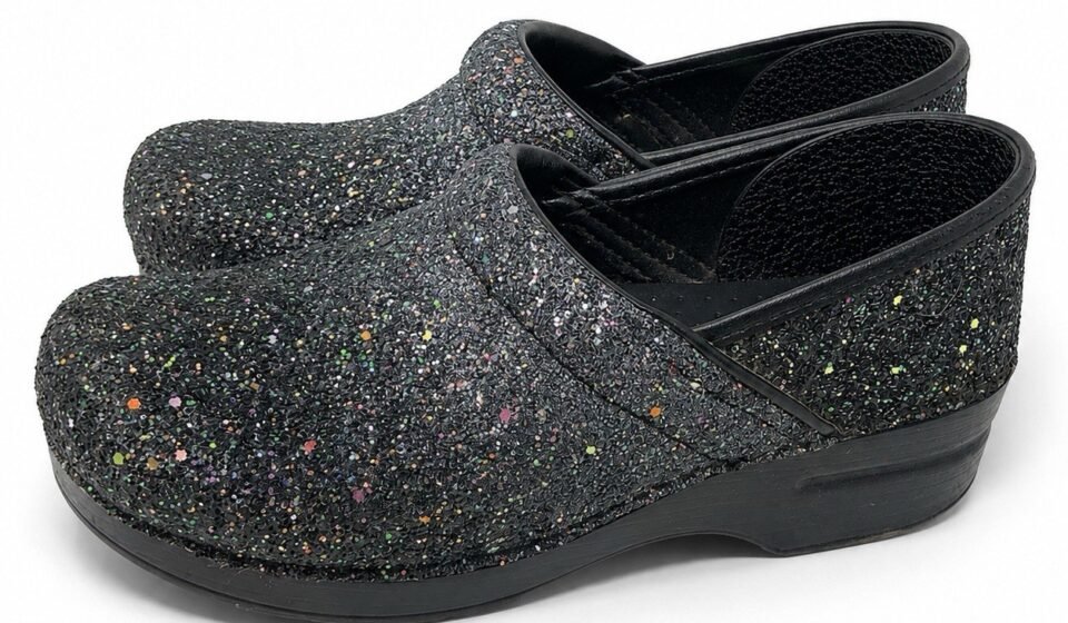 Dansko Professional Black Multicolor Glitter Clogs Womens EU 40 US 9.5-10