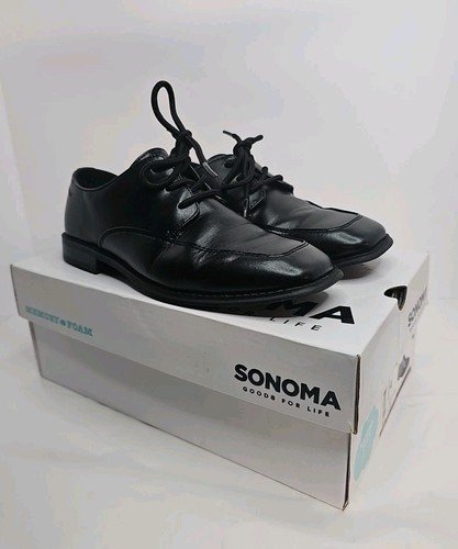 Sonoma Boys Dress Shoes 4M SNAlexander Lace Up Memory Foam Black Preppy Youth