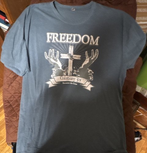 Next Level Apparel Blue Christian Graphic Print Crew Neck Men’s XL T-Shirt