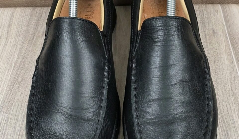 Samuel Hubbard Blue Skies Black Pebble Leather Slip On Loafers Shoes Mens 9